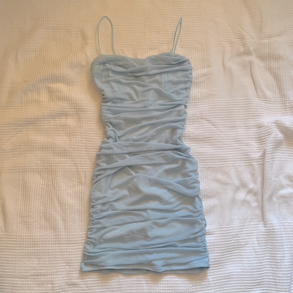 Princess Polly BLOOM MINI DRESS BABY BLUE